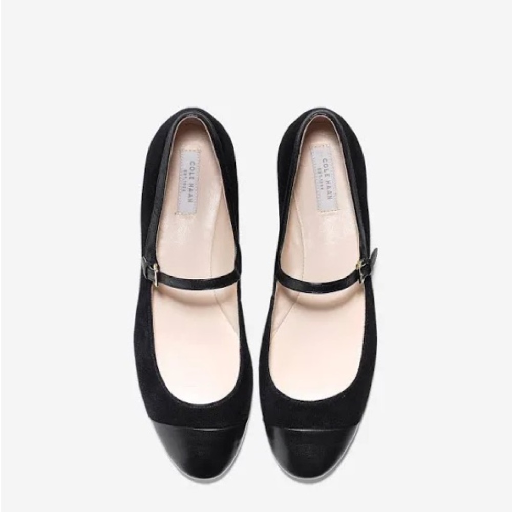 Cole Haan Phoenix Leather Suede Mary Jane Cap Toe Black Ballet Flat women’s Sz 7